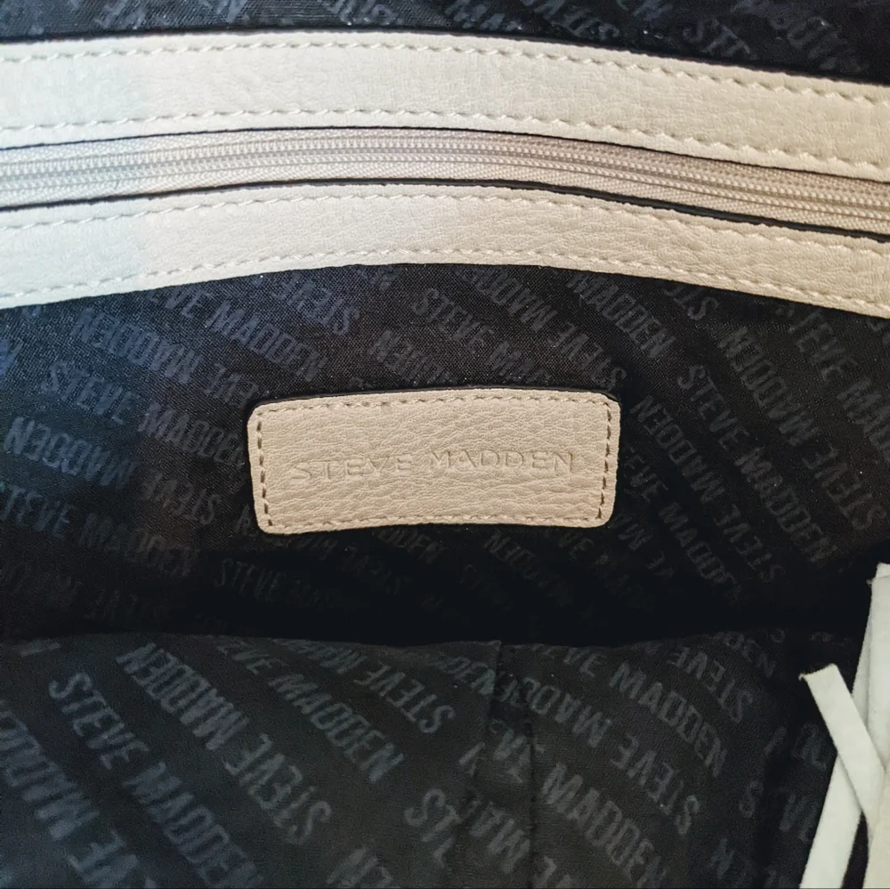 Steve Madden Beige Vegan Leather Tote Satchel Crossbody Bag